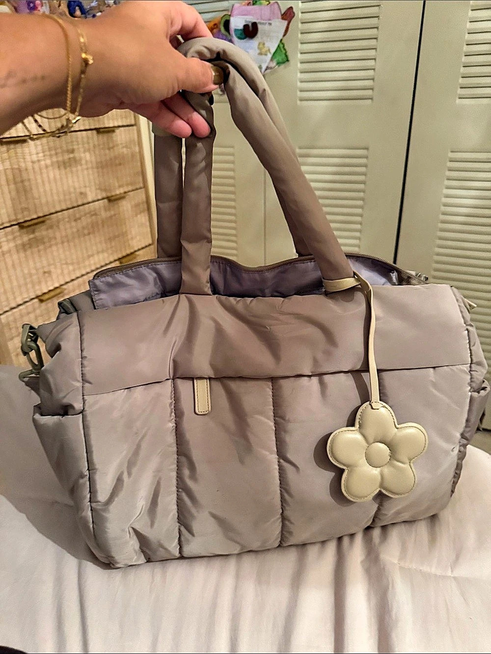 Mandarina Duck MD20 Shopper Quilted Baby Bag in Gray